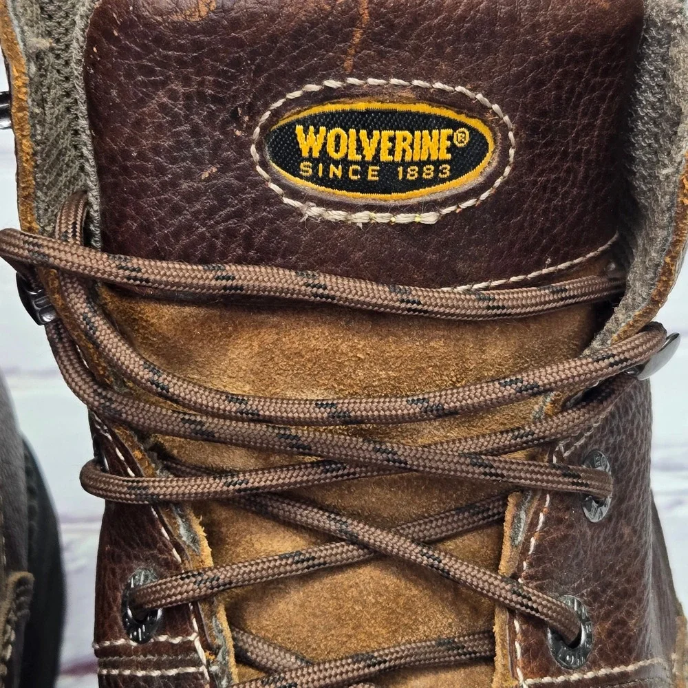 Wolverine DuraShocks Mens 11M Brown Leather Work Boots Oil Slip Resistant W04326